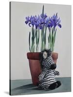 Winter Irises and Zebra-Christopher Ryland-Stretched Canvas