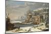 Winter Landscape, 1674 (Oil on Canvas)-Johann Oswald Harms-Mounted Giclee Print