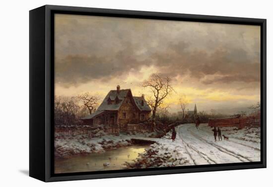 Winter Landscape at Sunset-Ludwig Munthe-Framed Stretched Canvas