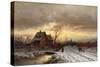 Winter Landscape at Sunset-Ludwig Munthe-Stretched Canvas