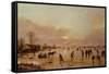 Winter Landscape at Sunset-Aert van der Neer-Framed Stretched Canvas