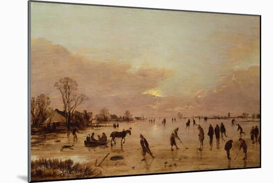 Winter Landscape at Sunset-Aert van der Neer-Mounted Giclee Print