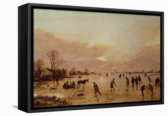 Winter Landscape at Sunset-Aert van der Neer-Framed Stretched Canvas