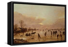 Winter Landscape at Sunset-Aert van der Neer-Framed Stretched Canvas