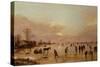 Winter Landscape at Sunset-Aert van der Neer-Stretched Canvas