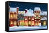 Winter landscape - Christmas background with fairy tale houses.-JuliyaM-Framed Stretched Canvas