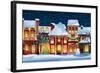 Winter landscape - Christmas background with fairy tale houses.-JuliyaM-Framed Art Print