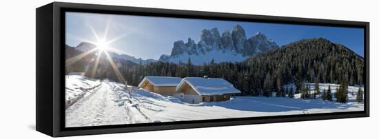 Winter Landscape, Le Odle Group with Geisler Spitzen, 3060M, Val Di Funes-Gavin Hellier-Framed Stretched Canvas