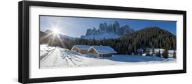 Winter Landscape, Le Odle Group with Geisler Spitzen, 3060M, Val Di Funes-Gavin Hellier-Framed Photographic Print