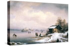 Winter Landscape, Ljubljana, C1844-1871-Marko Pernhart-Stretched Canvas