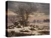 Winter Landscape. Near Vordingborg, 1827-Johan Christian Dahl-Stretched Canvas