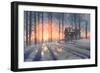 Winter Landscape of an Abandoned House in the Forest,Illustration Painting-Tithi Luadthong-Framed Art Print