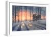 Winter Landscape of an Abandoned House in the Forest,Illustration Painting-Tithi Luadthong-Framed Art Print