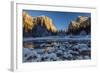 Winter Landscape of Iced River and El Capitan Mountain Behind, Yosemite National Park, California-Stefano Politi Markovina-Framed Photographic Print