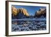 Winter Landscape of Iced River and El Capitan Mountain Behind, Yosemite National Park, California-Stefano Politi Markovina-Framed Photographic Print