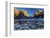 Winter Landscape of Iced River and El Capitan Mountain Behind, Yosemite National Park, California-Stefano Politi Markovina-Framed Photographic Print