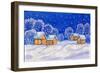 Winter Landscape On Dark Blue Sky-Iva Afonskaya-Framed Art Print