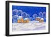 Winter Landscape On Dark Blue Sky-Iva Afonskaya-Framed Art Print