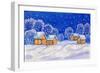 Winter Landscape On Dark Blue Sky-Iva Afonskaya-Framed Art Print