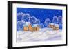 Winter Landscape On Dark Blue Sky-Iva Afonskaya-Framed Premium Giclee Print