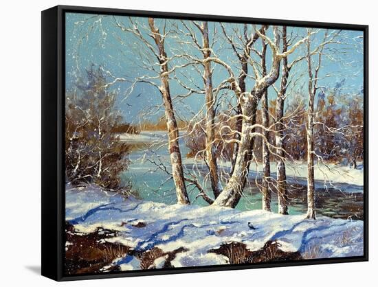 Winter Landscape On The Bank Of The River-balaikin2009-Framed Stretched Canvas