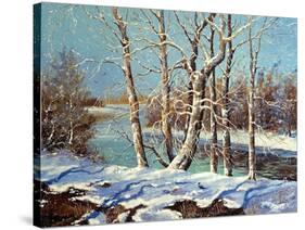 Winter Landscape On The Bank Of The River-balaikin2009-Stretched Canvas