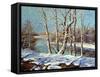 Winter Landscape On The Bank Of The River-balaikin2009-Framed Stretched Canvas