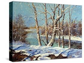 Winter Landscape On The Bank Of The River-balaikin2009-Stretched Canvas