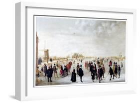 Winter Landscape on the River Ijsel Near Kampen, C1615-Hendrick Avercamp-Framed Giclee Print