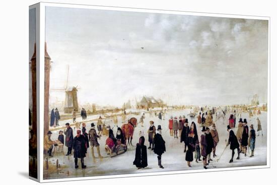 Winter Landscape on the River Ijsel Near Kampen, C1615-Hendrick Avercamp-Stretched Canvas