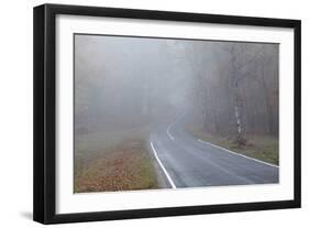 Winter Landscape Rural Scene with Woodland and Road-David Baker-Framed Photographic Print