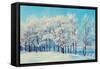 Winter Landscape - Snowy Beautiful Nature with Sunshine over Snow Covered Forest-Marina Zezelina-Framed Stretched Canvas