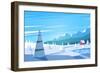 Winter Landscape. Vector Illustration.-Doremi-Framed Art Print