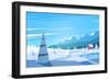 Winter Landscape. Vector Illustration.-Doremi-Framed Art Print