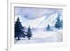 Winter Landscape. Watercolor Landscape Illustration. Christmas Background.-AlexGreenArt-Framed Art Print