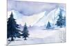 Winter Landscape. Watercolor Landscape Illustration. Christmas Background.-AlexGreenArt-Mounted Art Print