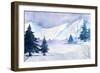 Winter Landscape. Watercolor Landscape Illustration. Christmas Background.-AlexGreenArt-Framed Art Print