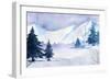 Winter Landscape. Watercolor Landscape Illustration. Christmas Background.-AlexGreenArt-Framed Art Print