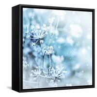 Winter Landscape.Winter Scene .Frozenned Flower-null-Framed Stretched Canvas