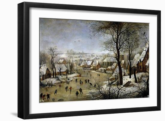 Winter Landscape with a Bird Trap, Ca. 1601-Pieter Brueghel the Younger-Framed Giclee Print