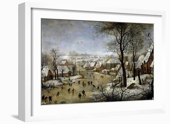 Winter Landscape with a Bird Trap, Ca. 1601-Pieter Brueghel the Younger-Framed Giclee Print