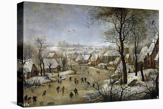 Winter Landscape with a Bird Trap, Ca 1601-Pieter Brueghel the Younger-Stretched Canvas