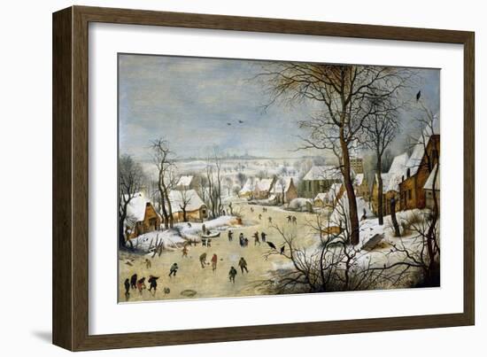 Winter Landscape with a Bird-Trap-Pieter Brueghel the Younger-Framed Art Print