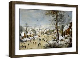 Winter Landscape with a Bird-Trap-Pieter Brueghel the Younger-Framed Art Print