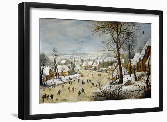 Winter Landscape with a Bird-Trap-Pieter Brueghel the Younger-Framed Art Print