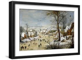 Winter Landscape with a Bird-Trap-Pieter Brueghel the Younger-Framed Art Print