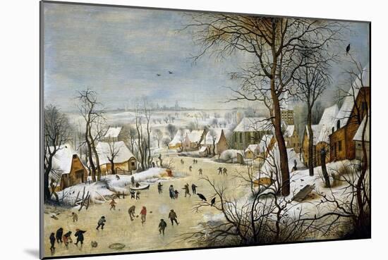 Winter Landscape with a Bird-Trap-Pieter Brueghel the Younger-Mounted Art Print