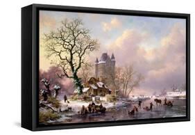Winter Landscape with a Castle-Frederik Marianus Kruseman-Framed Stretched Canvas