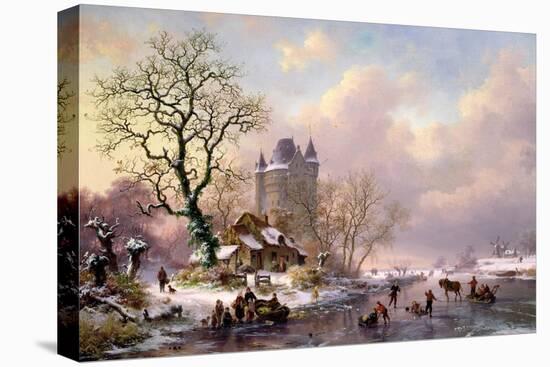 Winter Landscape with a Castle-Frederik Marianus Kruseman-Stretched Canvas