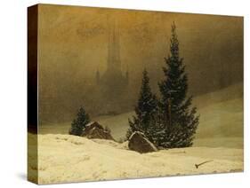 Winter Landscape with a Church-Caspar David Friedrich-Stretched Canvas